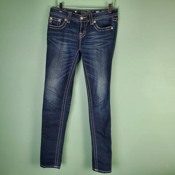 Miss Me Mid Rise Skinny Embellished Back Flap Pockets Jeans Size 27 - Picture 2 of 10